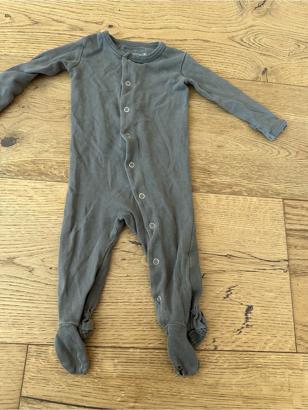 Loved baby Long-Sleeve Footed One-Piece - olive green 3/6m